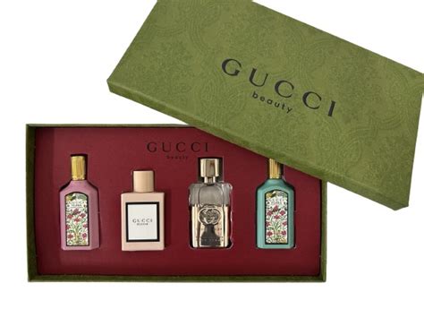 gucci 4-piece. mini fragrance gift set|Gucci miniature perfume set.